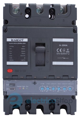 Силовой автоматический выключатель e.pro.ukm.250Re.200 с электронным расцепителем, 3р, 200А p087007 E.NEXT