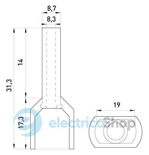 Изолированный наконечник e.terminal.stand.te.2.16.grey (TE16-14 grey) 2x16 кв.мм, серый, 100шт s4037012 E.NEXT