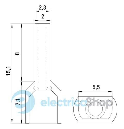 Изолированный наконечник e.terminal.stand.te.2.1.white (TE1008 white) 2x1 кв.мм, белый, 100шт s4037003 E.NEXT