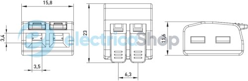 Клемна колодка e.lc.pro.wa.pl.2 з натискним важелем p0660301 E.NEXT