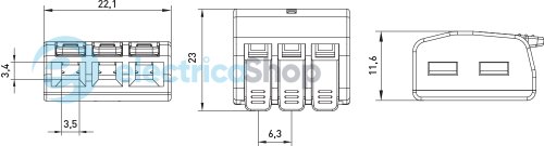 Клемна колодка e.lc.pro.wa.pl.3 з натискним важелем p0660302 E.NEXT