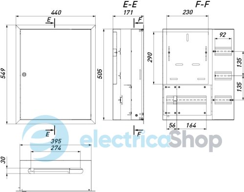 Корпус учета металлический e.mbox.pro.w.f3.27 IP31 встроенный под 3ф счетчик, 27 модулей p0100227 E.NEXT