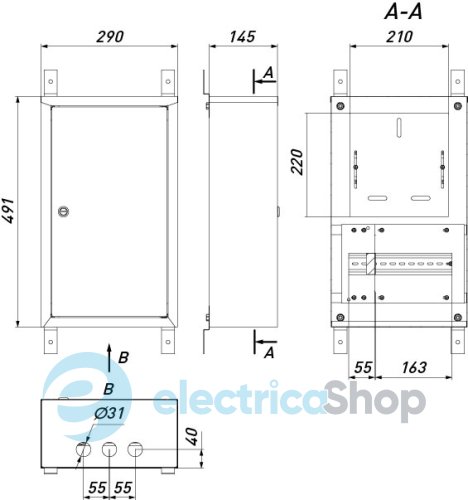 Корпус учета металлический e.mbox.pro.n.f1.12 IP31 навесной под 1ф счетчик, 12 модулей p0100221 E.NEXT