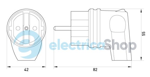 Вилка угловая каучуковая e.plug.rubber.angle.027.16, с з/к, 16A, s9100030 E.NEXT