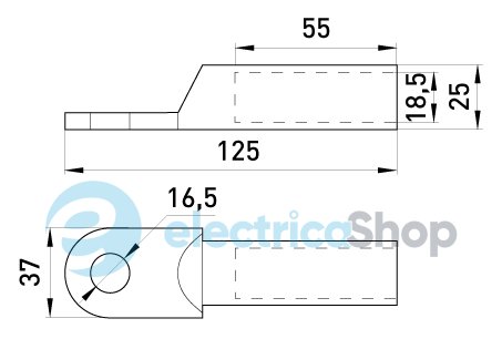 Оцинкованный кабельный наконечник e.end.stand.z.185мм.кв. M16мм L=125мм E.NEXT s021010
