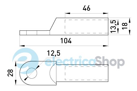 Оцинкованный кабельный наконечник e.end.stand.z.95мм.кв. M12мм L=104мм E.NEXT s021007