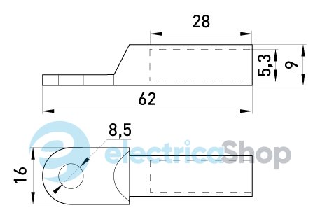 Оцинкованный кабельный наконечник e.end.stand.z.10мм.кв. M8мм L=62мм E.NEXT s021001