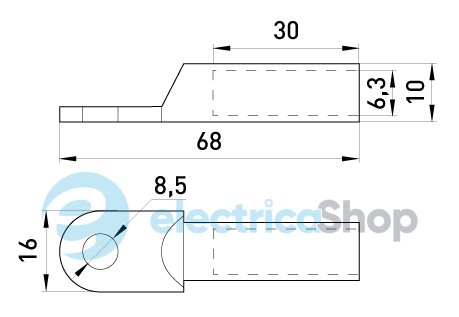 Оцинкованный кабельный наконечник e.end.stand.z.16мм.кв. M8мм L=68мм E.NEXT s021002