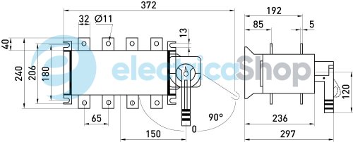 Переключатель нагрузки 1-0-2 , 3P, 400А, e.industrial.lbs.1-0-2.3.400 i089009 E.NEXT