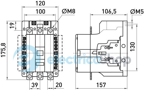 Контактор e.industrial.ukc.150.220, 150А, 220В, 1no+1nc i.0090007 E.NEXT