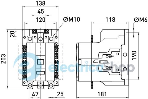 Контактор e.industrial.ukc.220.220, 220А, 220В, 1no+1nc i.0090008 E.NEXT