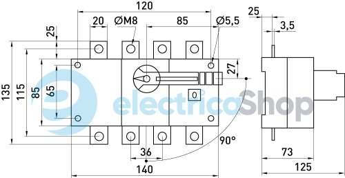 Выключатель нагрузки e.industrial.lbs.1-0.3.160, 3P, 160А i089002 E.NEXT