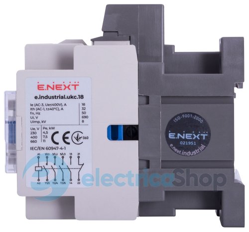 Контактор e.industrial.ukc.18.42, 18A, 42В, 1NO+1NC, i.0090075 E.NEXT