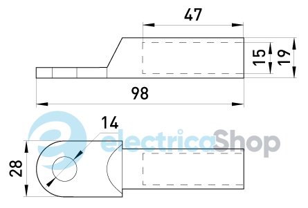 Медный кабельный наконечник e.end.stand.dt.b120мм.кв. M14мм L=98мм E.NEXT s060008