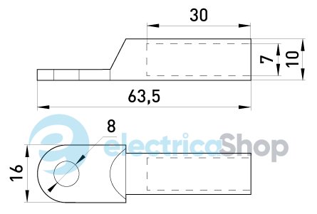 Медный кабельный наконечник e.end.stand.dt.b25мм.кв. M8мм L=63,5мм E.NEXT s060003