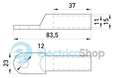 Медный кабельный наконечник e.end.stand.dt.b70мм.кв. M12мм L=83,5мм E.NEXT s060006