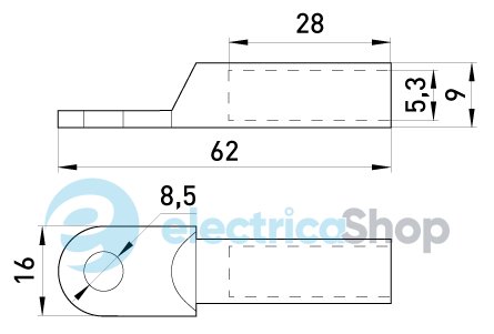 Медный кабельный наконечник e.end.stand.dt.10мм.кв. M8мм L=мм E.NEXT s039001