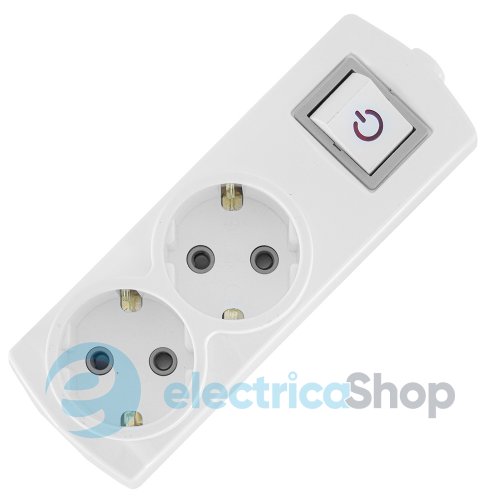 Колодка e.t.es.2.z.s  2 гнізда,  з з/к, з вимикачем E.NEXT s042107