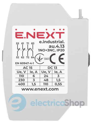 Додатковий контакт e.industrial.au.4.13, 1no+3nc i0140008 E.NEXT