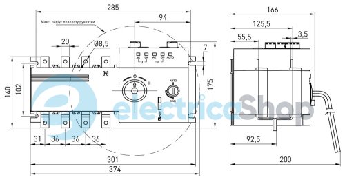 Пристрій АВР (I-0-II) e.pro.ats.4.160, 4p, 160А p060003 E.NEXT