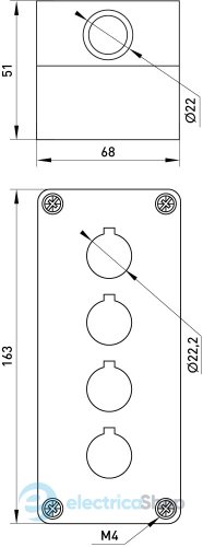 Корпус для 4 кнопок e.mb.box04 p0810149 E.NEXT