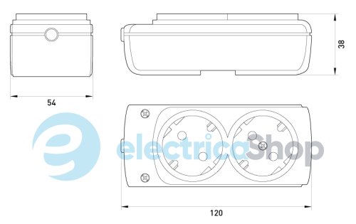Колодка e.t.es.2.z  2 гнізда,  з з/к E.NEXT s042100