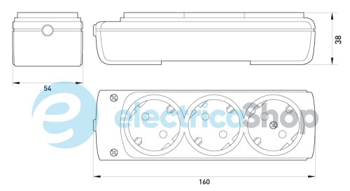 Колодка e.t.es.3.z  3 гнізда,  з з/к E.NEXT s042102