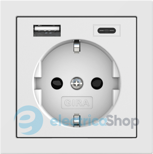 Розетка с защитой и USB Тип A/C, F100 Gira 245970 белый матовый