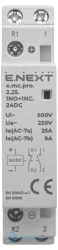 Модульний контактор e.mc.pro.2.25.1NO+1NC, 2р, 25А, 1NO+1NC, 24V/DC p005320 E.NEXT