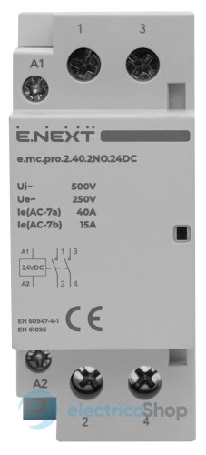 Модульний контактор e.mc.pro.2.40.2NO.24DC, 2р, 40А, 2NO, 24В p005303 E.NEXT