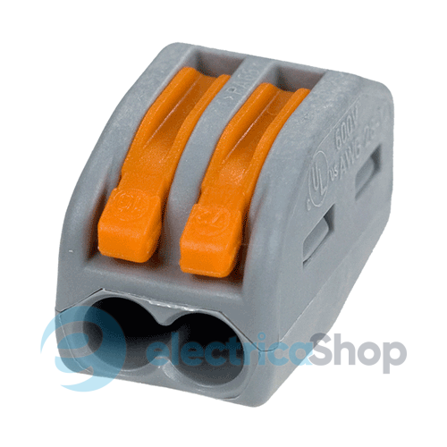 Клеммник WAGO 2 (монолитных или многожильных провода) х 0,08-4 мм 32A Cu артикул 222-412