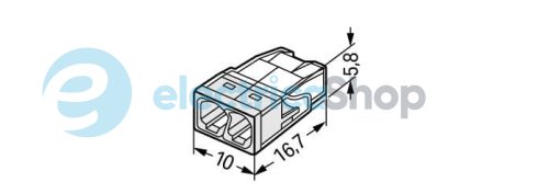 Клеммник WAGO 2 (монолитных) х 0,5-2,5 мм&#178; (24А) Сu артикул 2273-202