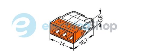Клемник WAGO 3 (монолітних) х 0,5-2,5 мм2 24А Сu артикул 2273-203