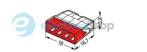 Клеммник WAGO 4 (монолитных) х 0,5-2,5 мм&#178; (24А) Сu артикул 2273-204