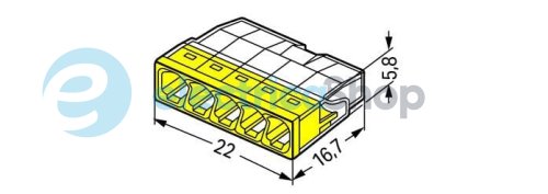 Клеммник WAGO 5 (монолитных) х 0,5-2,5 мм&#178; (24А) Сu артикул 2273-205
