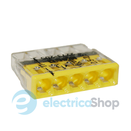 Клеммник WAGO 5 (монолитных) х 0,5-2,5 мм&#178; (24А) Сu артикул 2273-205