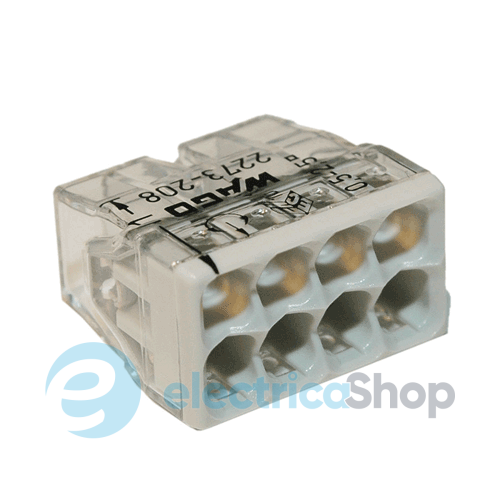 Клемник WAGO 8 (монолітних) х 0,5-2,5 мм2 24А Сu артикул 2273-208