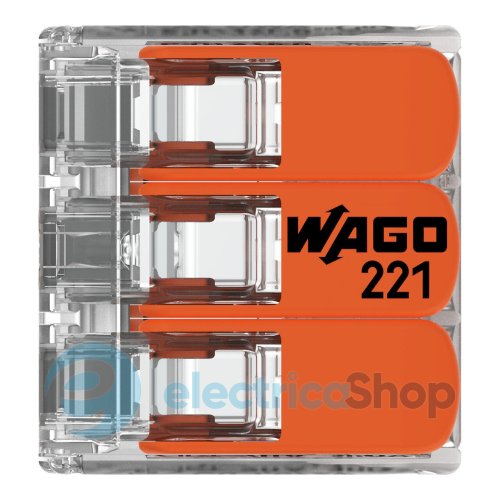 Клеммник на 3 выхода 0.2-4.0 мм&#178; (32А) Cu 221-413 Wago