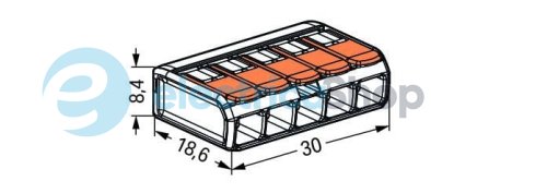 Клеммник на 5 выхода 0.2-4.0 мм&#178; (32А) Cu 221-415 Wago