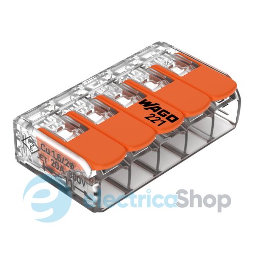 Клеммник на 5 выхода 0.2-4.0 мм&#178; (32А) Cu 221-415 Wago