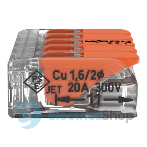 Клеммник на 5 выхода 0.2-4.0 мм&#178; (32А) Cu 221-415 Wago