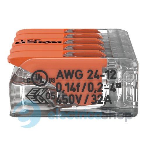 Клеммник на 5 выхода 0.2-4.0 мм&#178; (32А) Cu 221-415 Wago