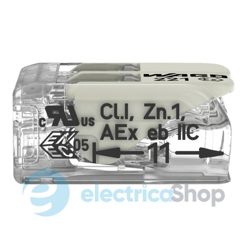 Клема для з'єднання від 0,14 до 4 мм² (24А) Сu Wago 221-482