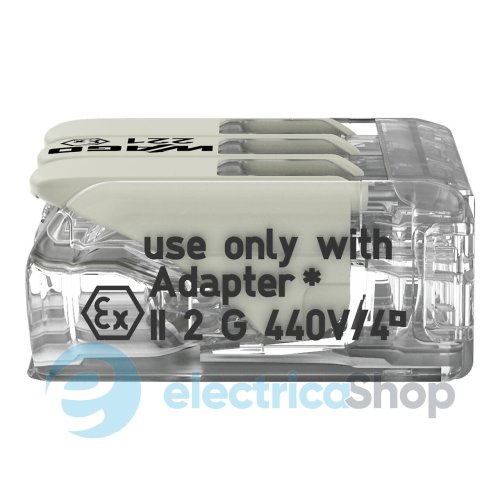 Клема для з'єднання від 0,14 до 4 мм² (32А) Сu Wago 221-483