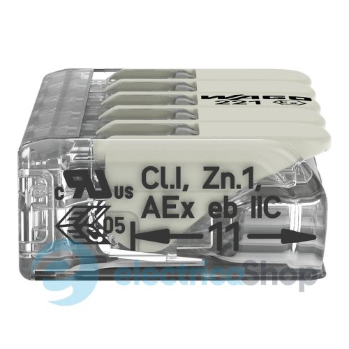 Клема для з'єднання від 0,14 до 4 мм² (32А) Сu Wago 221-485