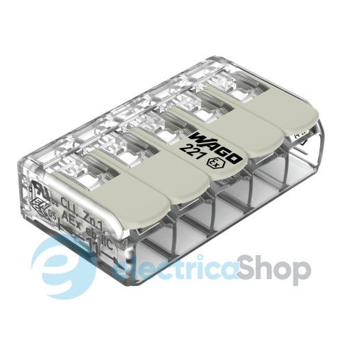 Клема для з'єднання від 0,14 до 4 мм² (32А) Сu Wago 221-485