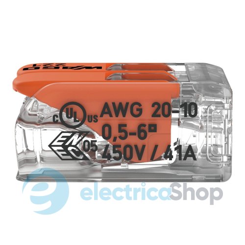 Клема для з'єднання до 6 мм&#178; (41А) Wago 221-612