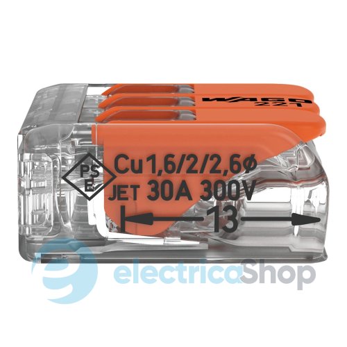 Соединительная клемма 3-а. до 6 мм&#178; (41А) Wago 221-613