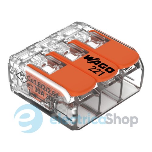 Соединительная клемма 3-а. до 6 мм&#178; (41А) Wago 221-613