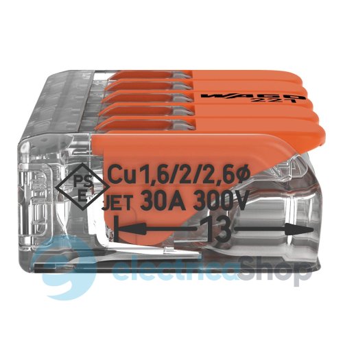 Соединительная клемма 5-а. до 6 мм² (41А) Wago 221-615